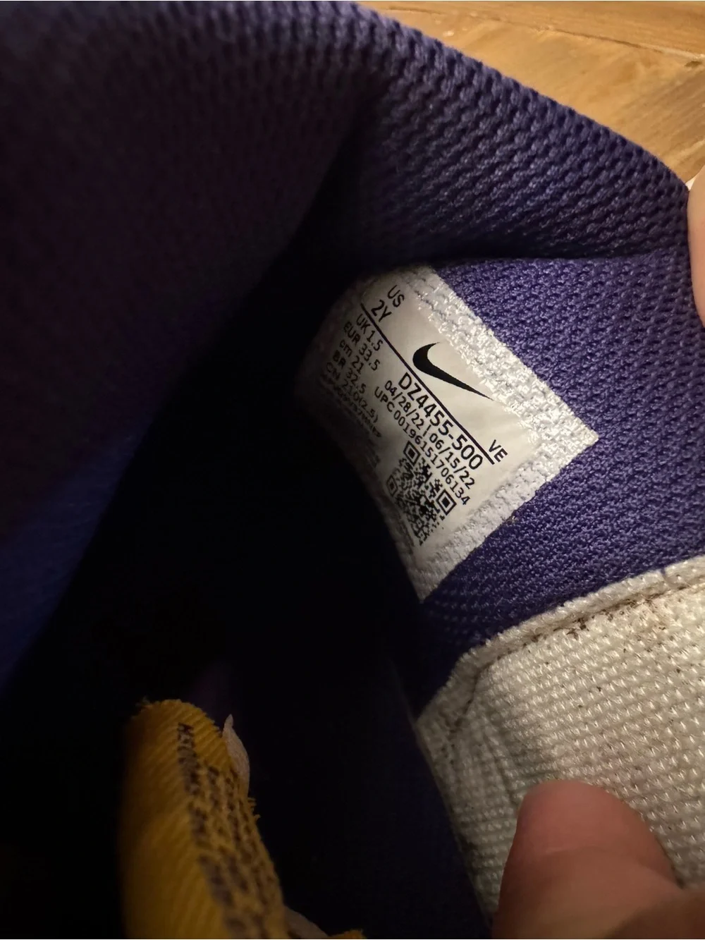 Nike Kids High-Top Sneakers in Purple and Yellow